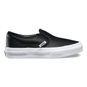 Vans Kiz Çocuk Kaykay Ayakkabısı Perf Leather Slip-On Siyah | 19299-678